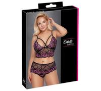 Cottelli Curves Lace Bra and Briefs Black 2XL