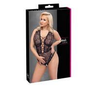 Cottelli Curves Plus Size - Sheer Patterned Bodysuit (Black)