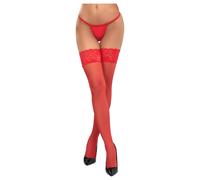 Cottelli - Lace Floral Thigh-Highs (Red)