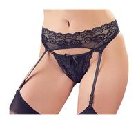 Cottelli - Lace Garter Belt with Thong (Black)