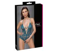 Cottelli - lace-up, lace, open crotch bodysuit (green)