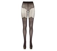 Cottelli Black Crotchless Hold-Up Print Tights - Medium - Black Black