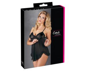 Cottelli - Light, Ruffled Babydoll (Black) - XXL