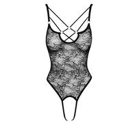 Cottelli - Sheer, Open Lace Bodysuit (Black) - M