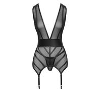 Cottelli Lingerie Women's Basque and String Set Black L