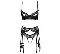 Cottelli Lingerie Women's Bra Suspender Set Black 85C/L
