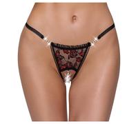 Cottelli - Luxury Black Rose Pearl Thong - M/L
