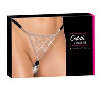 Cottelli - Open Thong with Silver Accent - Black (S-L)