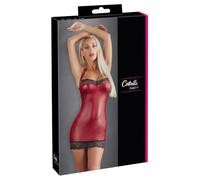 Cottelli Red Wet Look and Lace Mini Dress - Large - Red Red