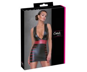 Cottelli Party - Striped Bodycon Dress (Black-Red) - XL