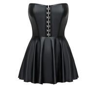 Cottelli - Shiny Mini Dress with Pleated Skirt (Black)