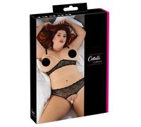 Cottelli Plus Size - Beaded Bra Set (Black) - 4XL