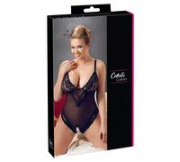 Cottelli Plus Size Black Lace Crotchless Body - 2X - Black Black