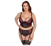 Cottelli Plus Size - Bra Set (Red) - 90C/XL