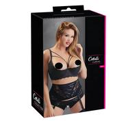 Cottelli Plus Size - strappy, ring detail boob shelf (black) - 95D