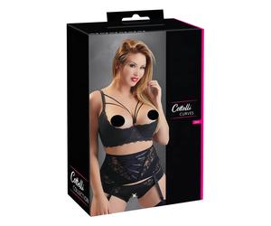 Cottelli Plus Size - strappy, ring detail boob shelf (black) - 95E