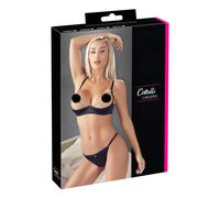 Cottelli - Satin Push-Up Set with Rhinestone Chains (Black) - 80B/M