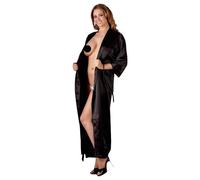 Cottelli - Satin Robe (Black) - 2XL/3XL