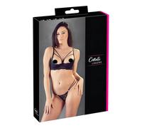 Cottelli - Strappy Ring Bra and Thong Set (Black) - 85B/L