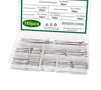 Cotter Pin Set Stainless Steel Assortment with Assortment Box 6 Different Sizes for Set Split Pin Fastener 160 Pieces