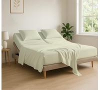 Cottingon 4 Piece Flex Head King Sheet Set, Top 34 Inch Split Sheets for Sleep Number Adjustable Beds, Soft Breathable 100% Egyptian Cotton, Fits Upto 16" Deep Mattress 78"X80"+ 34", Ivory