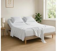 Cottingon 4 Piece Flex Head King Sheet Set, Top 34 Inch Split Sheets for Sleep Number Adjustable Beds, Soft Breathable 100% Egyptian Cotton, Fits Upto 16" Deep Mattress 78"X80"+ 34", White