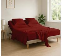 Cottingon 4 Piece Flex Head King Sheet Set, Top 34 Inch Split Sheets for Sleep Number Adjustable Beds, Soft Breathable 100% Egyptian Cotton, Fits Upto 16" Deep Mattress 78"X80"+ 34", Burgundy