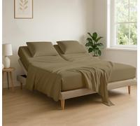 Cottingon 4 Piece Flex Head King Sheet Set, Top 34 Inch Split Sheets for Sleep Number Adjustable Beds, Soft Breathable 100% Egyptian Cotton, Fits Upto 16" Deep Mattress 78"X80"+ 34", Taupe