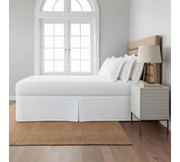 Cottingon Box Pleated Bed Skirt with Split Corners, 100% Microfiber Soft, Sheen & Luxurious Look, Tailored Drop Easy Fit, Queen 15", White