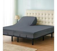 Cottington Lane 1 Piece Split Head Flex King Size Fitted Sheet Only, Premium Hotel Quality Brushed Microfiber Adjustable Bed Bottom Sheet 34" Down from Top, Ultra Soft, Breathable & Durable,Dark Grey