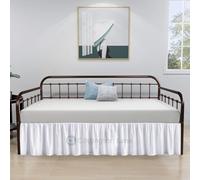 Cottington Lane Ruffled Daybed Skirt with Split Corner, Premium Hotel Quality Brushed Microfiber Twin Size Gather Dust Ruffle 16 Inch Drop Sofa Bedskirt, Easy Fit, Stay in Place, White