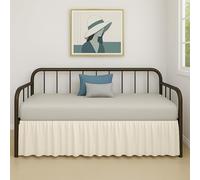 Cottington Lane Ruffled Daybed Skirt with Split Corner, Premium Hotel Quality Brushed Microfiber Twin Size Gather Dust Ruffle 18 Inch Drop Sofa Bedskirt, Easy Fit, Stay in Place, Ivory