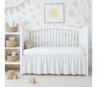 Cottington Lane White Crib Skirt Dust Ruffle, 100% Natural Cotton, Soft, Durable Nursery Crib Toddler Bedding Skirt for Baby Girls or Boys, Fits Standard Cribs 28" x 52" with 14" Drop