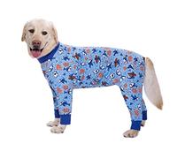 Cotton 4-Legged Dog Recovery Suit, Anti Hair Shedding Onesie Pajamas, After Surgery Protective Weaning Jumpsuit for Small Medium Large Dogs_28(Blue Shark)
