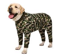 Cotton 4-Legged Dog Recovery Suit, Anti Hair Shedding Onesie Pajamas, After Surgery Protective Weaning Jumpsuit for Small Medium Large Dogs_38(Green Camouflage)