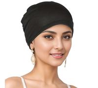 Cotton and Bamboo Sleep Cap, The Ideal Chemo Headpiece and Chemo Hat for Hair Loss Due to Chemotherapy, Cotton Chemo Hats, Soft Caps Beanie Hat, black, One Size