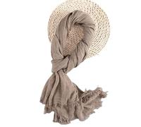 Cotton and hemp scarf sunscreen thin super large Korean version with solid color linen art student long cape dual use, Sky Ash, One Size