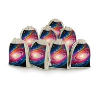 Cotton And Linen Bunches Pocket Thickened Bunches Pocket Portable Bunches Pocket Colorful Galaxy Printed Small Flower Bag 8-packsmall Bunches Pocket, Colorful Galaxy, 6.7x4.9 inches