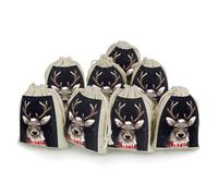 Cotton And Linen Bunches Pocket Thickened Bunches Pocket Portable Bunches Pocket Reindeer Printed Small Flower Bag 8-packsmall Bunches Pocket, Reindeer, 6.7x4.9 inches