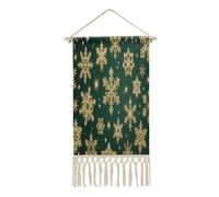 Cotton And Linen Hanging Poster, Vertical Wall Hanging Scroll Painting, Tapestry with Tassel, Christmas Snowflakes Background Wall Art Decor for Bedroom Living Room Dorm Hall Hallway 25x50 CM