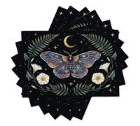 Cotton and Linen Retro Mysterious Style Placemats Set of 2 Milky Way Pattern Moth Table Mats Placemat Decoration Washable Non-slip Place Mats for Party Home Kitchen Table Decoration, 45x30CM