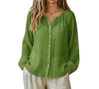 Cotton and Linen Shirt Women Long Sleeve Button Down Sheer Blouse Casual Overshirt Elegant Lightweight Breathable Beach Cover Up Retro Vacation Outfits Sun Protective Gauze Shirt,Mint Green,XL