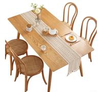 cotton and linen table runner with hand tassels, suited for mFor Any occasions, designed to protect tables and add farmhouse charm to settings (Black)
