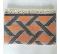 Cotton and Olive Camden Soft Cotton Jacquard Throw - Marigold Orange on Taupe