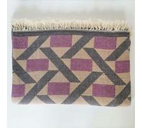 Cotton and Olive Camden Soft Cotton Jacquard Throw - Plum Purple on Taupe