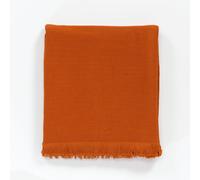 Cotton and Olive Katre Linen Blend Throw Blanket - Burnt Orange