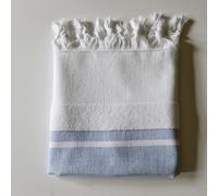 Cotton and Olive Luna Cotton Hammam Hand Towel - Blue on White