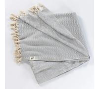Cotton and Olive Merich Cotton Chevron Throw Blanket - Ash Grey on Natural