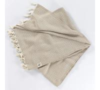 Cotton and Olive Merich Cotton Chevron Throw Blanket - Taupe on Natural