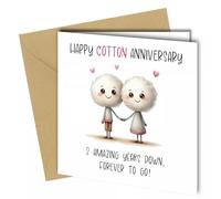 Cotton Anniversary Card for 2 Years, Funny Greeting Card for Wife or Husband #1727